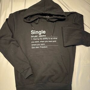 Denim & Flower Black Hoodie with White Definition Print